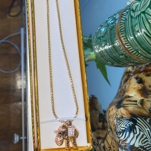 New gold Sterling silver elephant necklace
